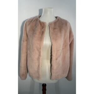 NWT H&M Divided Pink Faux Fur Jacket Women’s Small S Plush Soft Winter Coat Boho